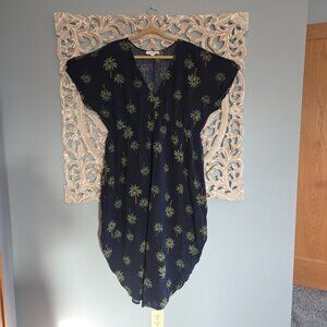 LOFT Beach Dress swim coverup palm trees blue Size 16 18